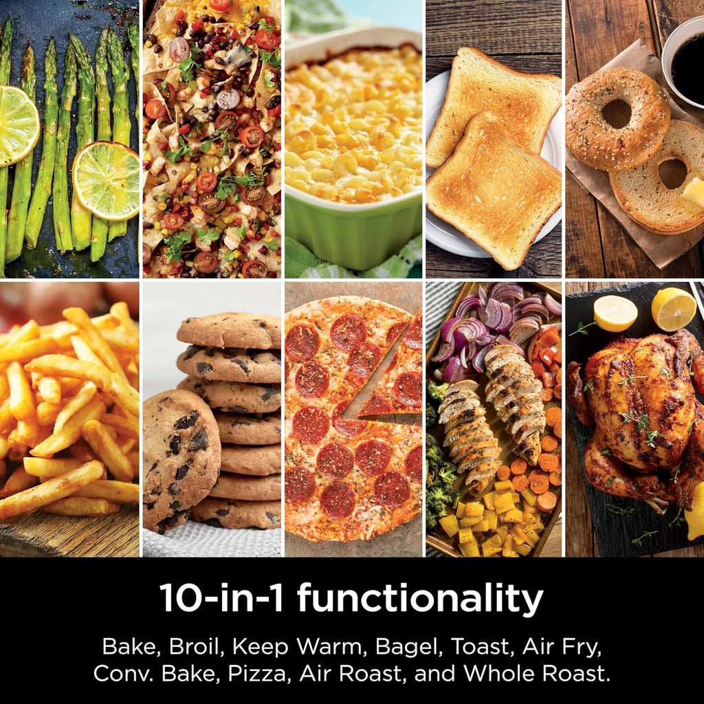 Ninja DCT400 10-in-1 Double Oven with FlexDoor, FlavorSeal & Smart Finish, Rapid Top Convection and Air Fry Bottom, Bake, Broil, Air Roast, Toast, Air Fry, Pizza and More, Stainless Steel (Renewed)