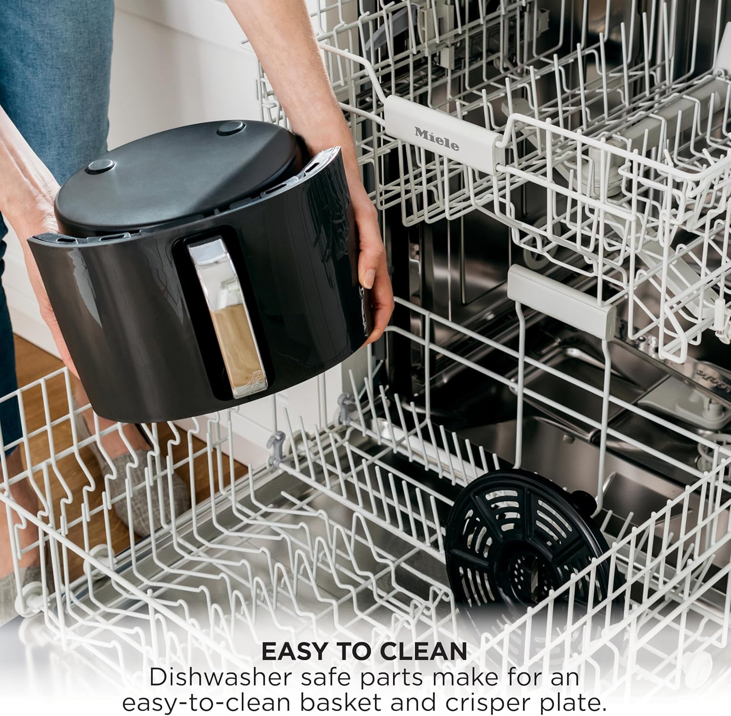 Ninja Air Fryer | 4 QT Capacity | 4-in-1 Roast, Crisp, Roast, Reheats, & Dehydrates | Dishwasher Safe Parts | 105°F-400°F | Includes 20 Easy & Healthy Recipes | 1550 watt | Grey | AF101
