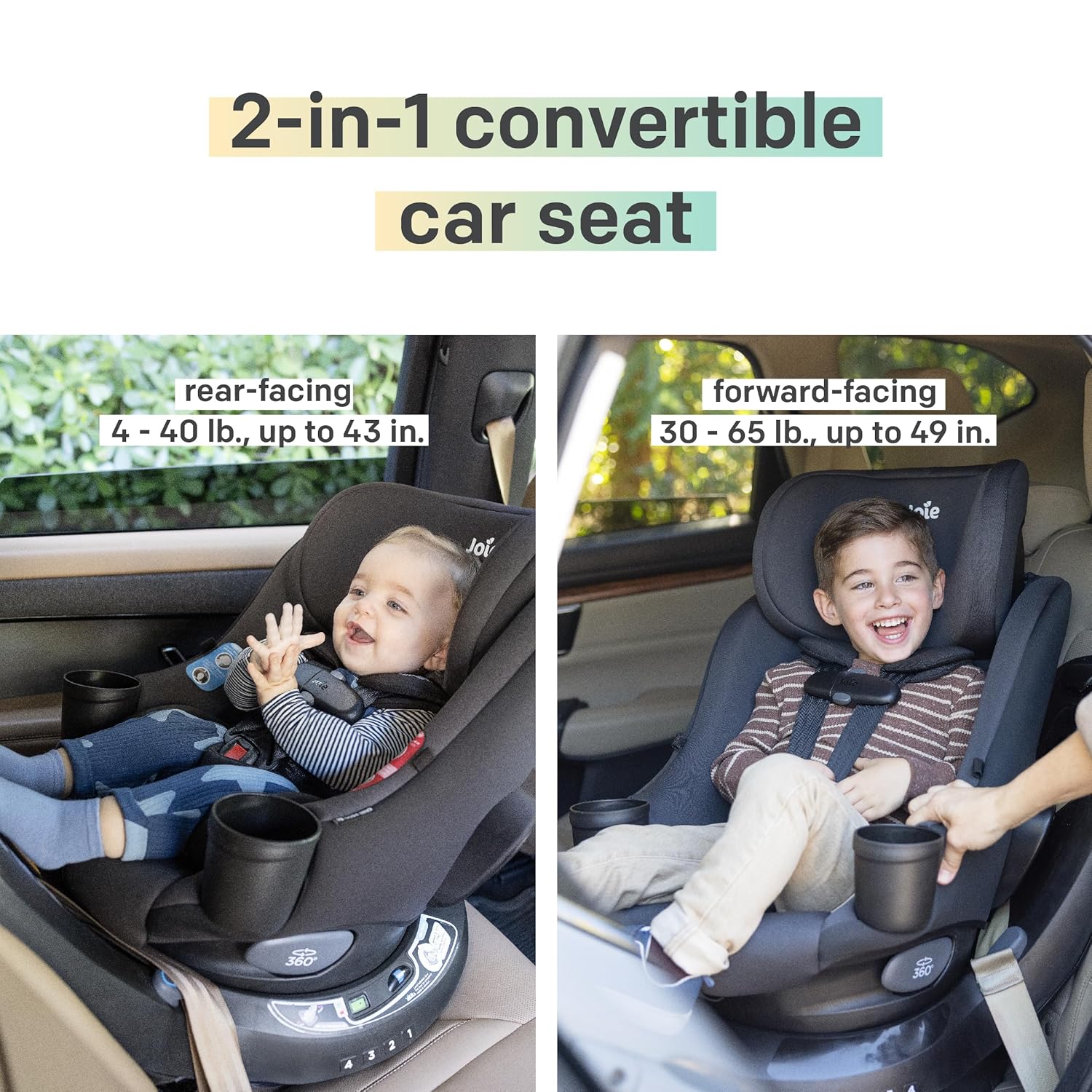 Chili Spin SI Rotating 2-in-1 Convertible Car Seat, Rear and Forward-Facing, No-Rethread Harness, Tested for Safety Standards (Dove)
