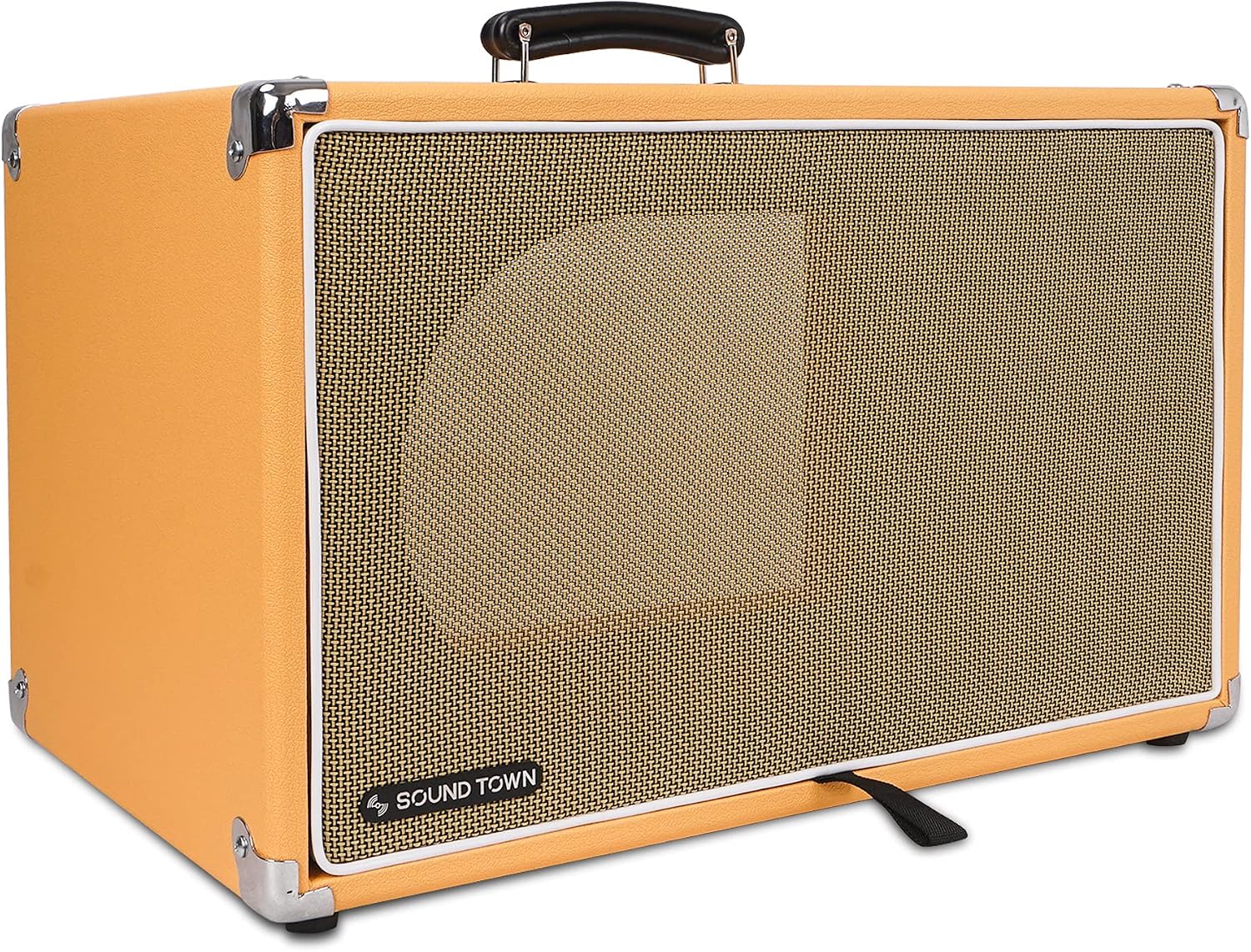 Sound Town Vintage 6U Amp Rack Case, 12.5' Depth with Rubber Feet, Dust Cover, Kickstand, Orange (STVRC-6OR)