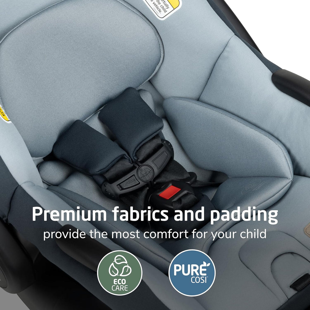 Maxi-Cosi Mico Pro Baby Infant Car Seat, Ventilated Chair Design, Soft Headrest Pad, Easy-Install Latch, Adjustable Belt Guide, 3-Position Base, Stroller-Ready, Fits 4-30 lbs, up to 32 in, Seascape