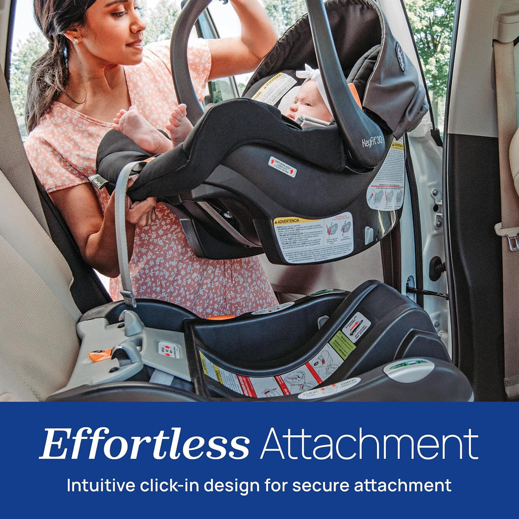 Chicco KeyFit 30 ClearTex Infant Car Seat and Base, Rear-Facing Seat for Infants 4-30 lbs., Includes Infant Head and Body Support, Compatible with Chicco Strollers, Baby Travel Gear, Pewter/Grey