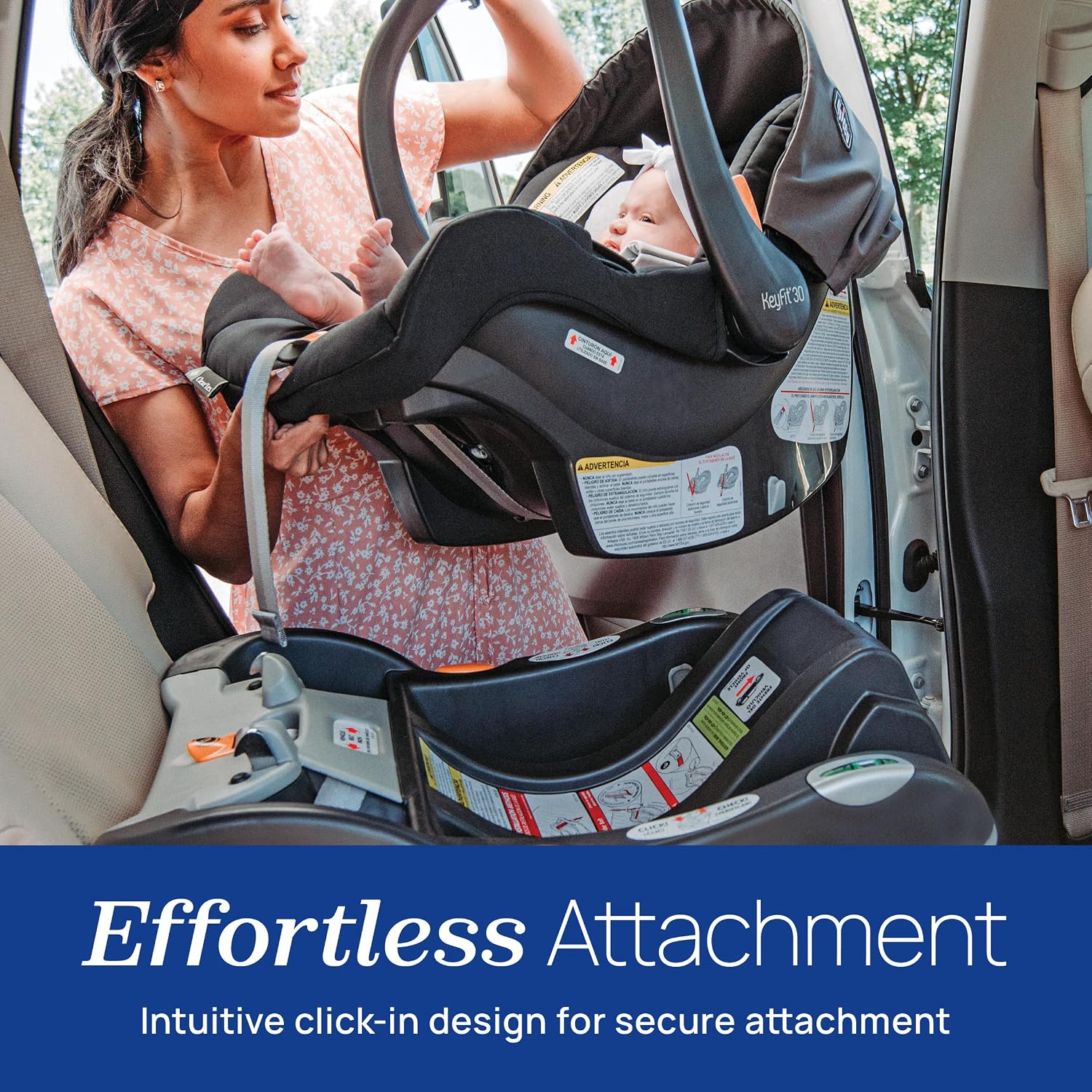 Chicco KeyFit 30 ClearTex Infant Car Seat and Base, Rear-Facing Seat for Infants 4-30 lbs., Includes Infant Head and Body Support, Compatible with Chicco Strollers, Baby Travel Gear, Pewter/Grey