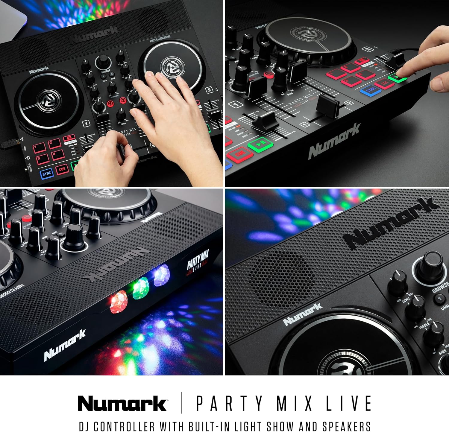 Numark Party Mix Live DJ Controller with Speakers, Lights, 2 Decks, Mixer, Audio Interface and Serato Lite