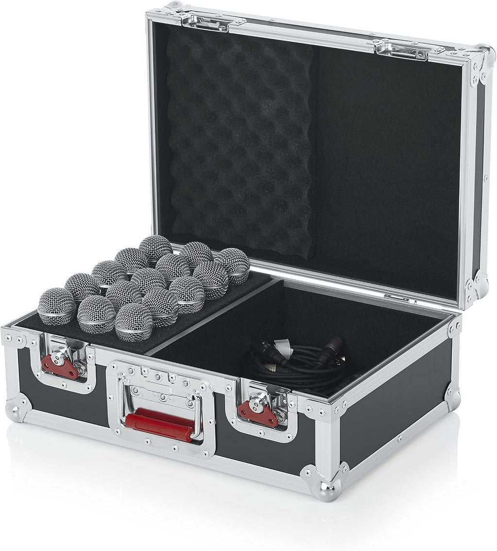 Gator Cases G-TOUR Series Road Case with Foam Drops for (15) Wired Microphones & Accessory Storage (G-TOUR M15)