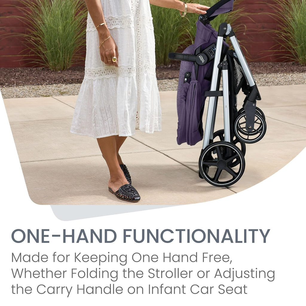 Britax Willow Grove SC Travel System, Infant Car Seat Stroller Combo with Willow SC Infant Car Seat, Alpine Base, and Grove Stroller; ClickTight Technology, SafeWash & StayClean Fabrics — Pindot Iris