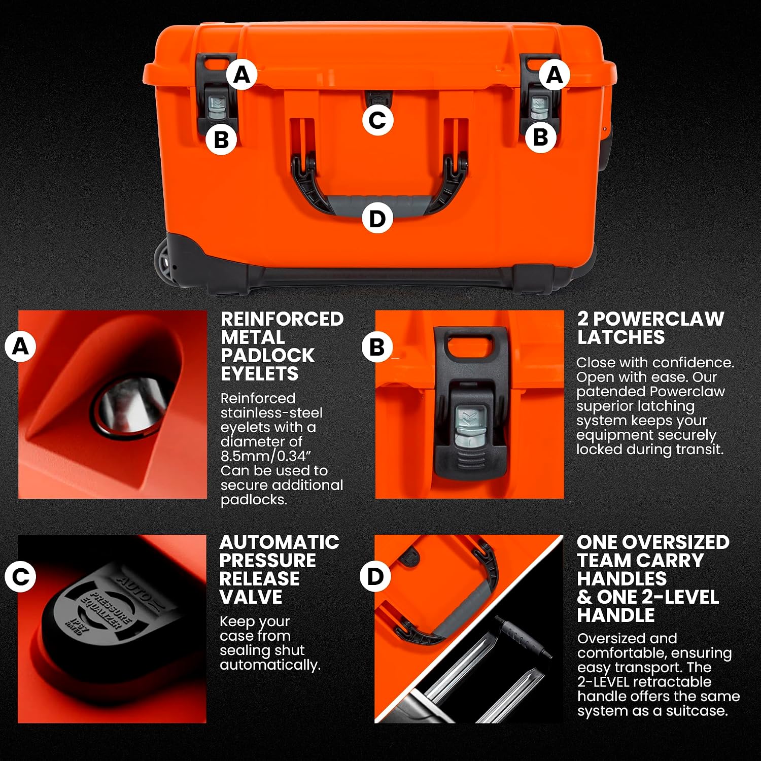 NANUK 938 Pro Photo Kit – Waterproof Travel Camera Hard Case with Padded Dividers and Wheels, 23.8' x 15.5' x 13.2', Dustproof and Impact-Resistant, Ideal for Heavy Loads – Orange