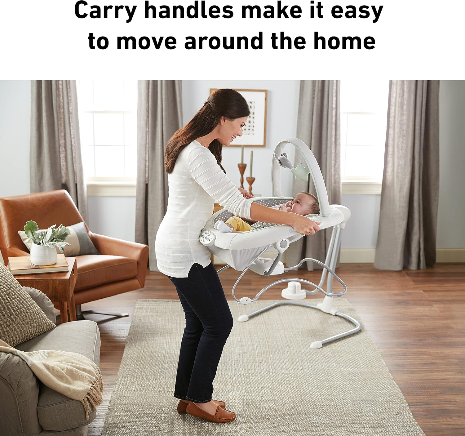 Graco Soothe 'n Sway LX Portable Baby Swing and Baby Bouncer Bouncer, Multi Direction Seat, 2 Speed Vibration, Derby