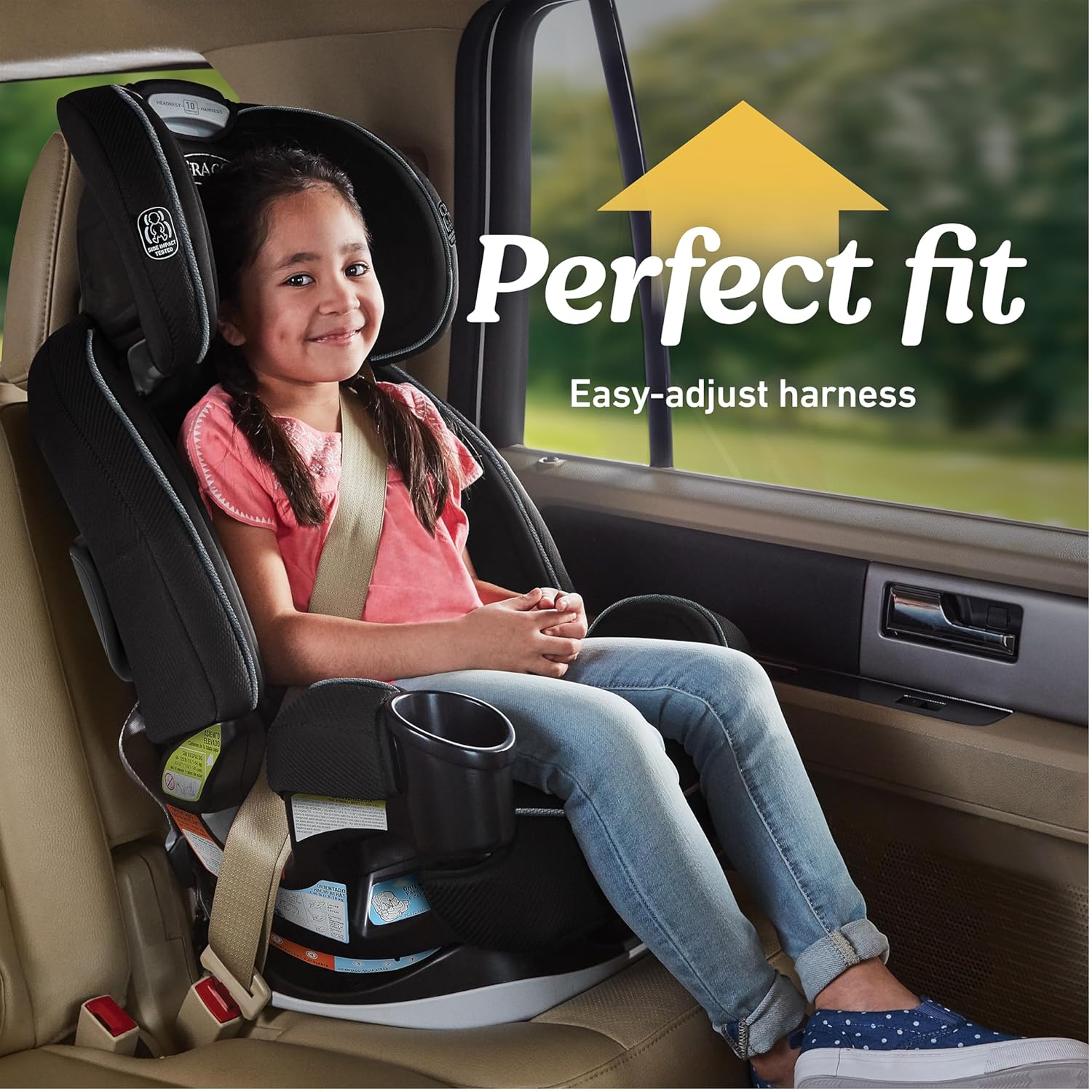 Graco Grows4Me 4-in-1 Convertible Car Seat, 10 Years of Use - Infant Car Seat to Toddler, 4 Stages of Use - Rear Facing, Forward Facing, High Back Booster, Backless Booster Seat, West Point Design