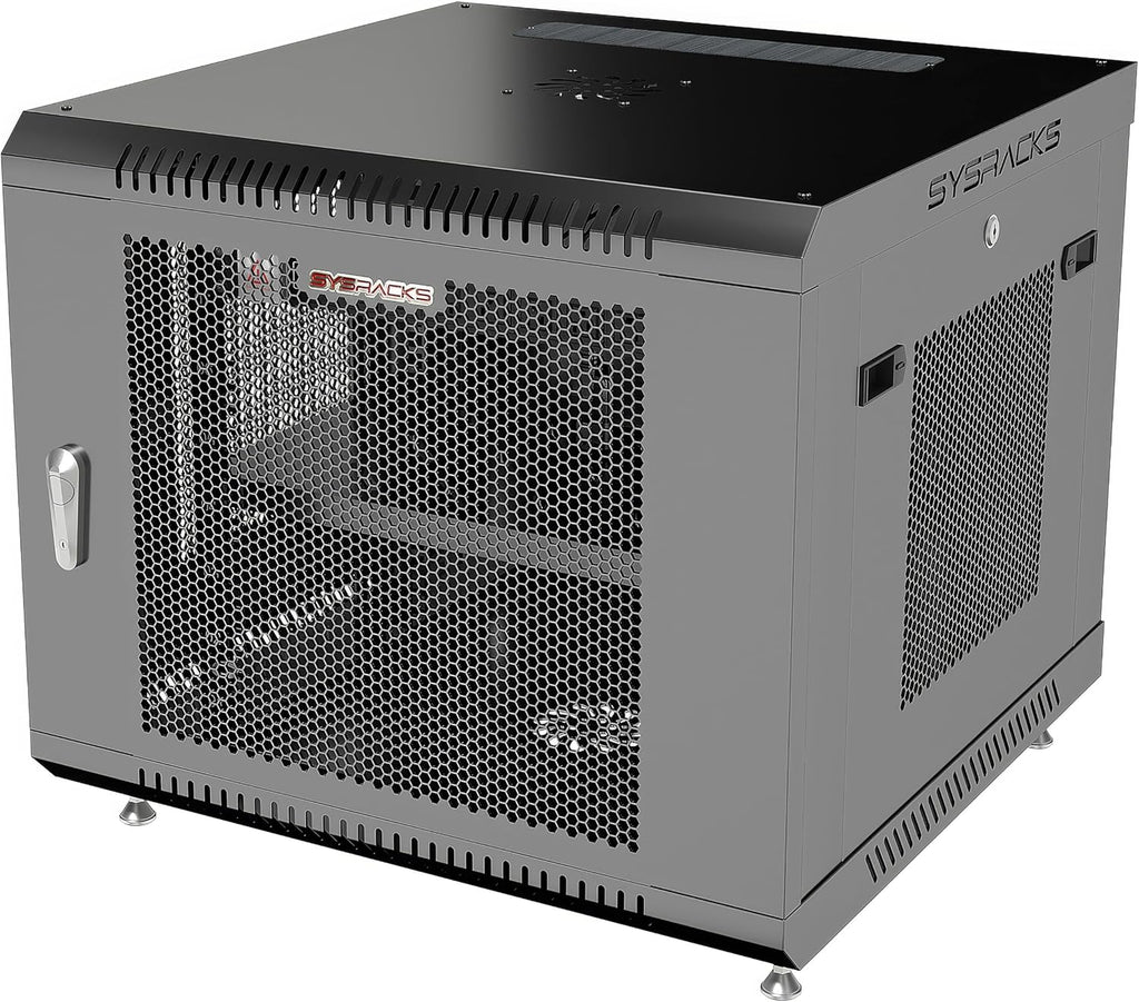 9U Wall Mount Server Rack Cabinet, 19' Enclosed Network & IT Rack, 24' Deep, Locking Mesh Door