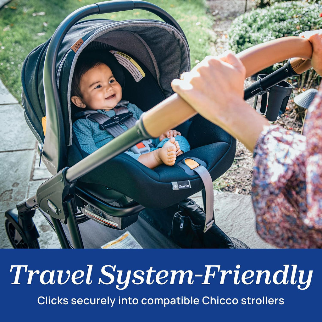 Chicco KeyFit Max Zip ClearTex Infant Car Seat and Base, Rear-Facing Seat for Infants 4-30 lbs., Infant Head and Body Support, Compatible with Chicco Strollers, Baby Travel Gear, Sierra/Beige