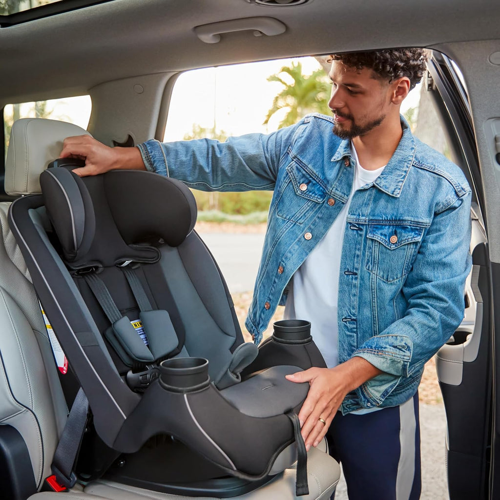 Safety 1st Grow and Go All-in-One Slim Convertible Car Seat, Rear Facing, 5-40 lbs, Forward Facing (30–65 lbs), High Back Booster Seat 40-100 pounds, Black Phantom