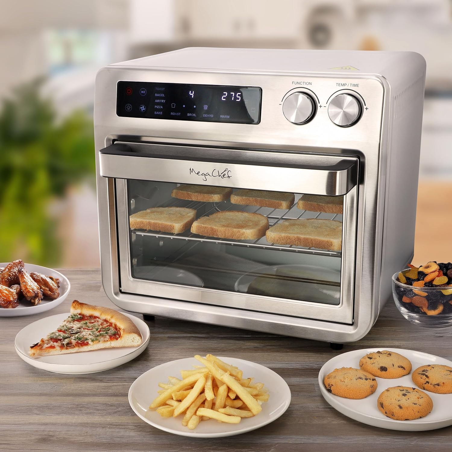 MegaChef 25 Quart Digital Electric Multi-Function Air Fryer and Counter Top Oven with Broil, Bake & Toast