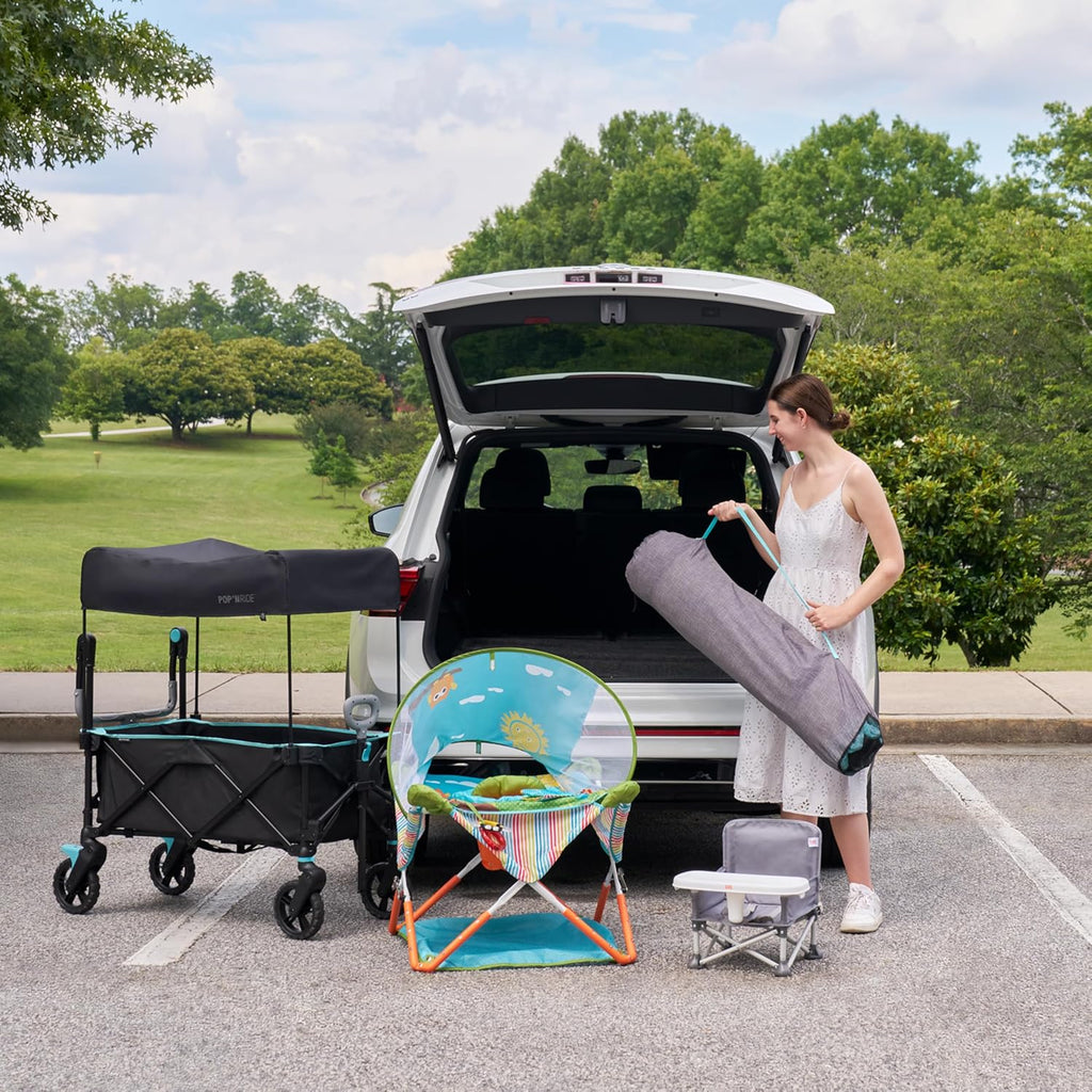 Ingenuity Ingenuity Pop 'N Ride Lightweight Stroller Wagon - Face-to-Face Seats for 2 with 3-Point Harnesses & Sun Canopy
